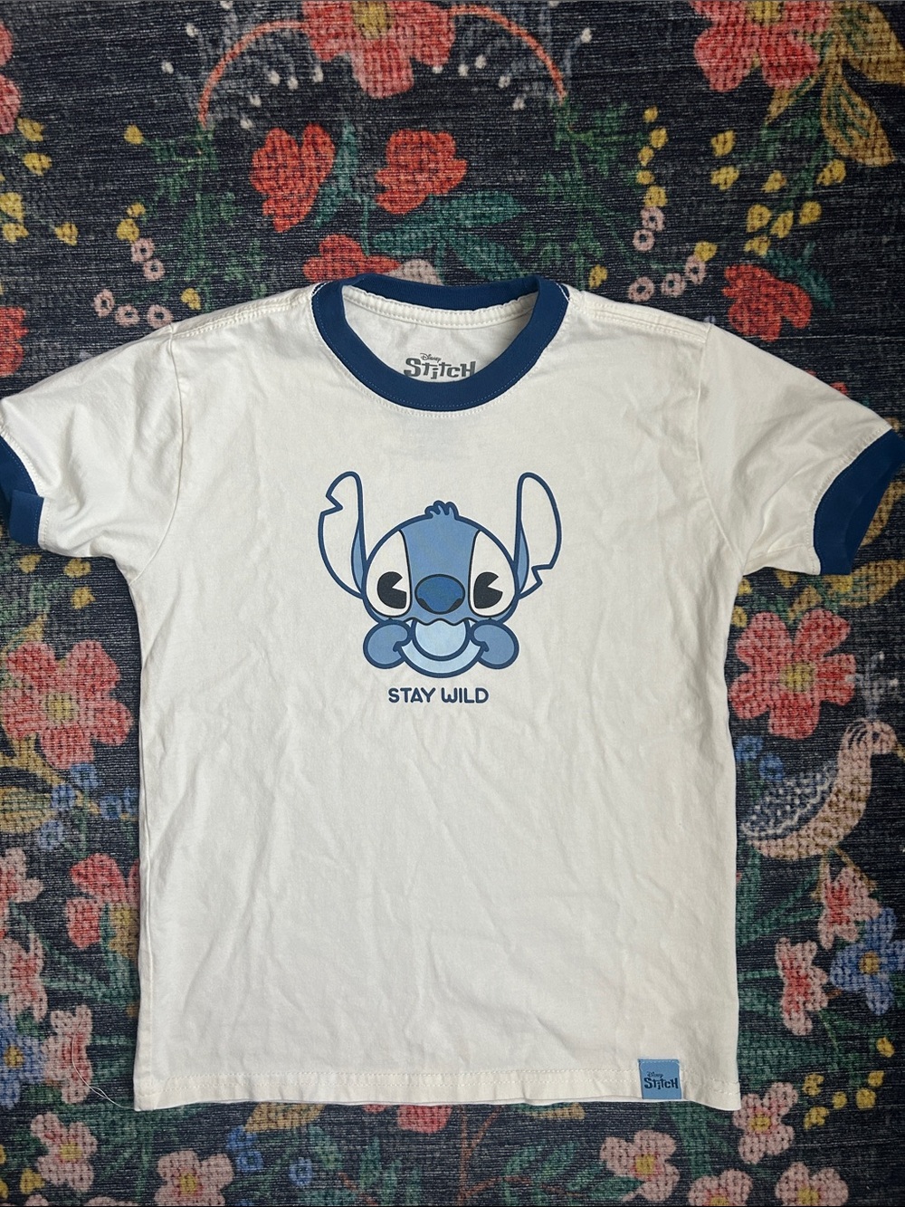 Disney Stitch “Stay Wild” Ringer Tee, Size XS (6/7)